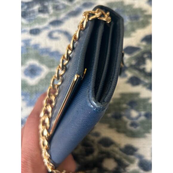 Authentic PRADA Saffiano Leather Metal Frame Continental Wallet in Blue w/COA - Picture 15 of 16